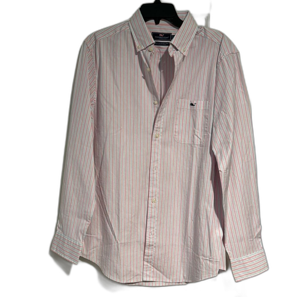 Vineyard Vines Button Down Pink & Blue Size Medium.